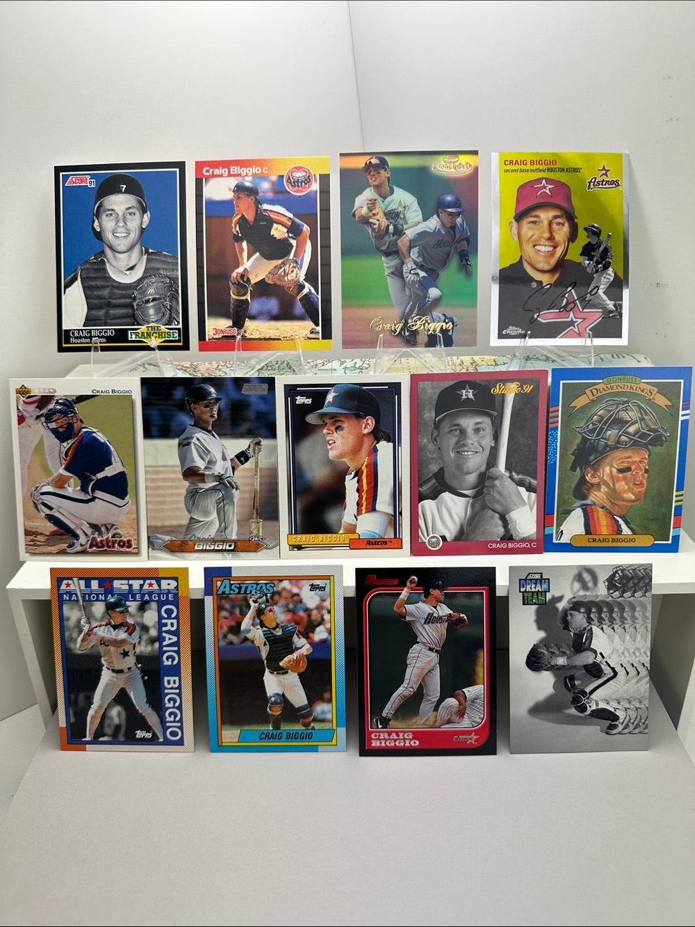 Craig Biggio Rookie card in Astros vintage lot of 13